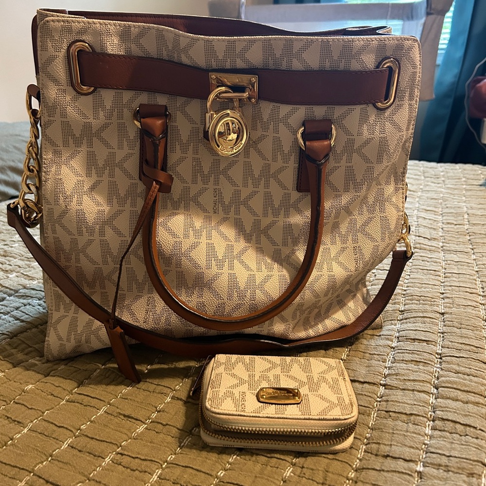 Michael Kors Tan and Brown Tote Bag